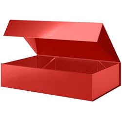 PACKHOME Extra Large Red Gift Box 17.5x11.3x4.3in with Magnetic Lid | sturdy cardboard,glossy finish,extra large capacity,reusable for Christmas,Valentine's Day,robe gifts,clothing gifts