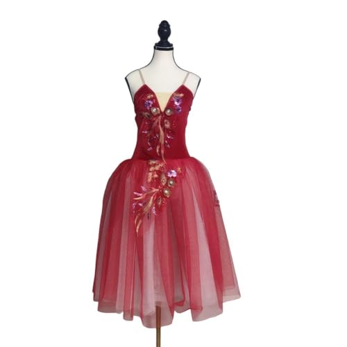 Robe longue de ballet broderie florale costume de danse classique spectacle - 8