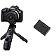 Canon EOS R50 Creator Kit Vlogging Kamera + RF-S 18-45 is STM Objektiv + Griffstativ + Mikrofon & 9967B002 Akku LP-E17, schwarz