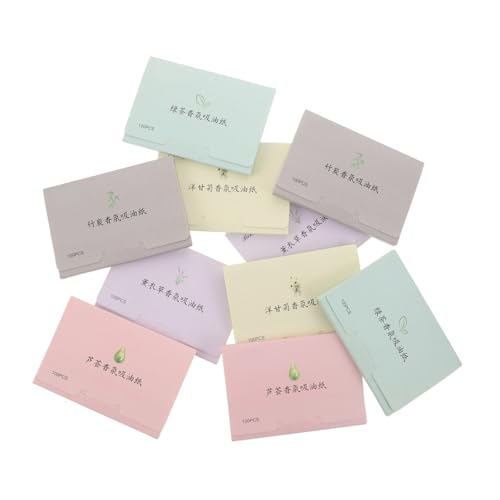 EPIGEIST 1000 Piezas Unidades Papel Absorbente Facial con Aceites Hojas de Blotting Perfumadas para Control de Grasa con Aloe Té Verde Lavanda Manzanilla y