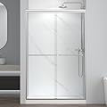 ENSO SENKA 44-48" W x 72" H Semi-Frameless Bypass Sliding Shower Door, Easy Clean Treated Clear Tempered Glass, Brushed Nickel