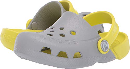 Image of Crocs Unisex-Child Electro Clogs, Light Grey /Citrus, 4 Toddler