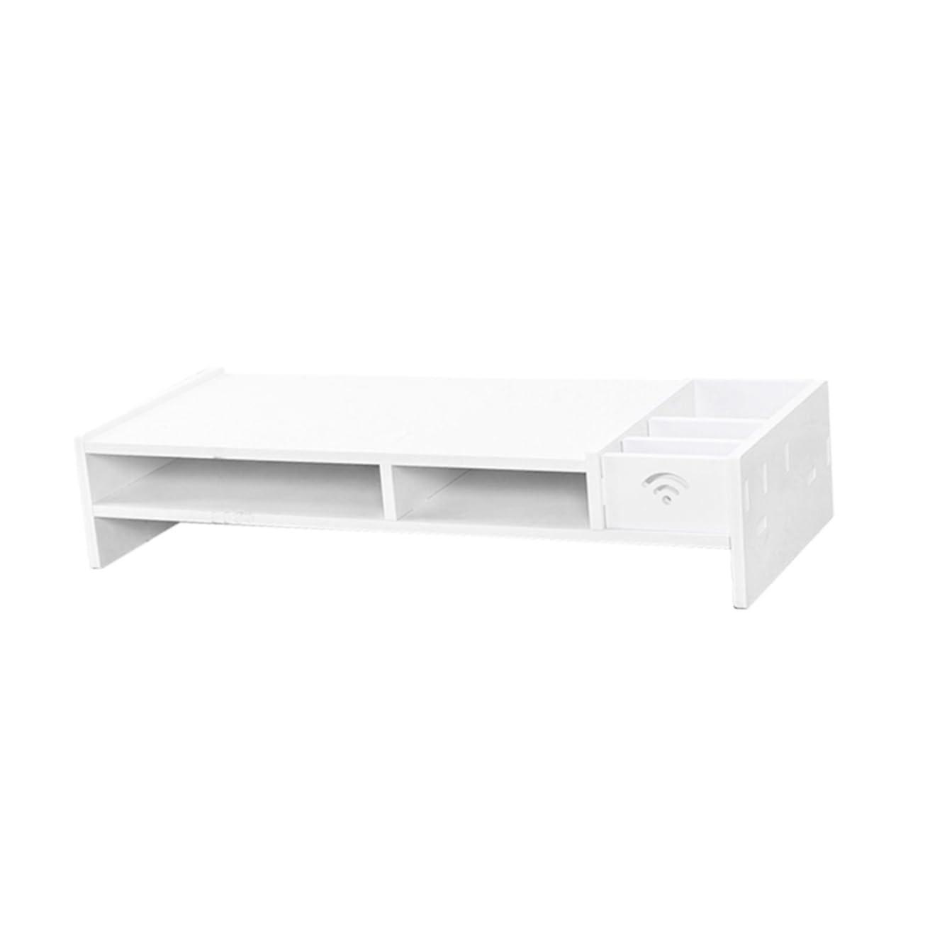 Rangement de bureau et rehausseur d'écran bois blanc HEMOTON pour mini-ordinateurs