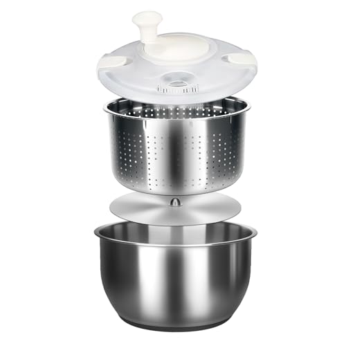 Zypilatsry 6L-Stainless Steel Salad Rotator, Vegetable Dishwasher,Lettuce Cleaner and Dryer, Kitchen Strainers.