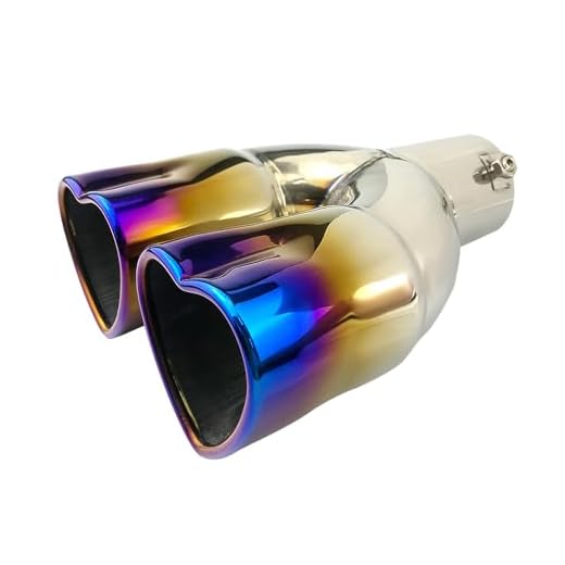 OtpOutopa Dual Exhaust Tip 2.5 inch Inlet, Universal Car Exhaust Pipe Modification Tail Throat Tail Pipe Stainless Steel Muffler Tip, Adjustable Heart Shaped Car Decoration (Straight,Baked Blue)