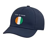 Cote D'Ivoire Flag - Minimalist Souvenir World Travel Lover Adjustable Printed Baseball Hat, Navy Blue