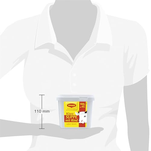 MAGGI Professional Klare Suppe mit Rind, Rindfleischpulver, Kräutern, Sofort löslich, 1 er Pack (1 x 900g Gastro Box)