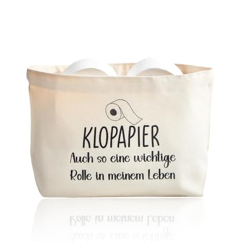 HERKINDNESS Divertente Contenitore di Carta Igienica, Tela Porta Carta Igienica, Beige Porta Rotolo di Carta Igienica, con Motivo, per Riporre la Carta Igienica o Decorare la Toilette