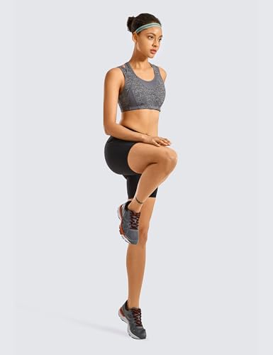 Image of SYROKAN Women's Double Straps Racerback Sports Bra | High Impact, Mesh Racerback, One-Piece Molded Cups, Wireless, Front Mesh Panel, Full Coverage