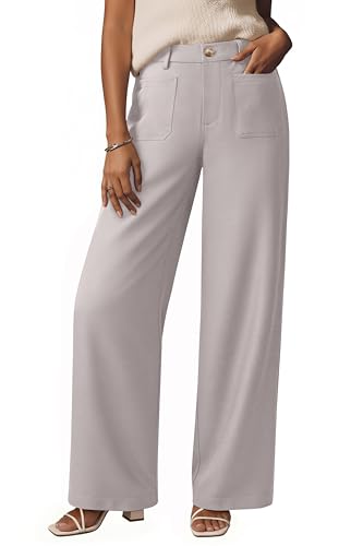 NIMIN Trousers Pants for Women Wide Leg Flowy Business Dress Pants High Waisted Trousers Work Slacks with Pockets Khaki L - image 1