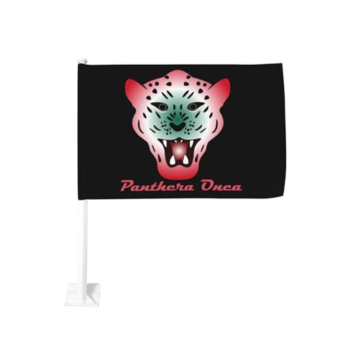 Panthera Onca Combine Mexican Flag Car Flags for Cars 12X18 inch Polyester Auto Side Window Flags, Double-Sided Weatherproof Suv/Truck Accessories for Sports Events, Parades & Road Trips