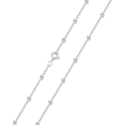 MATERIA Halskette Kugeln Silber 925 - Damen Kette Kugelkette kurz filigran Frauen K118-45 cm