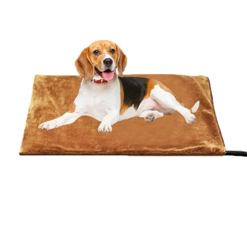 Wnbsiueペットヒーター 猫 犬 冬 防寒 暖房 ペットベッド 電気あんか 自動温度調節 安全 留守番可能 コード保護 抓み防止 小型犬 老犬 ケージ用 省エネ (51×41cm(タイマー付きサーモスタット))
