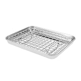 Amosfun Backgeschirr-Set Gestell Backen Bräter mit Rost Bratpfanne aus Edelstahl Grillplatte mit Gitterrost Backform mit Rack Ofenform mit Rost Rostfreier Stahl Silver