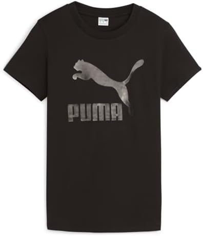 PUMA Kadın CLASSICS Shiny Logo Tee-PUMA Black Tees L - Görsel 4