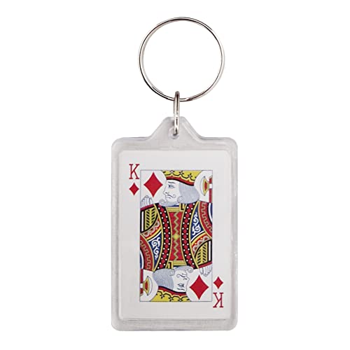 Komonee King of Diamonds Double Sided Key Chain Playing Cards Key Ring Poker Royal Keychain Present Novelty Gift Keyring
