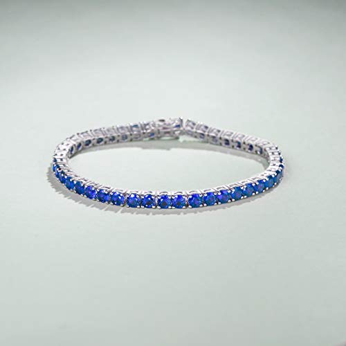 FANCIME Birthstone Bracelet Sterling Silver Gemstone Tennis Bracelets Fine Jewelry Wedding Bridal Prom Birthday Gift for Women Her, Length 7.2 Inch Width 4mm4