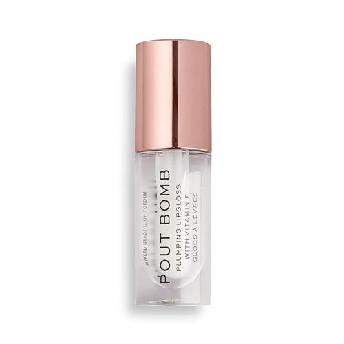 Image of Revolution, Pout Bomb Plumping Lip Gloss, High Shine, Rich Glossy Pigment, Infused with Vitamin E, Glaze Clear, 0.15 fl oz (Pack of 2)