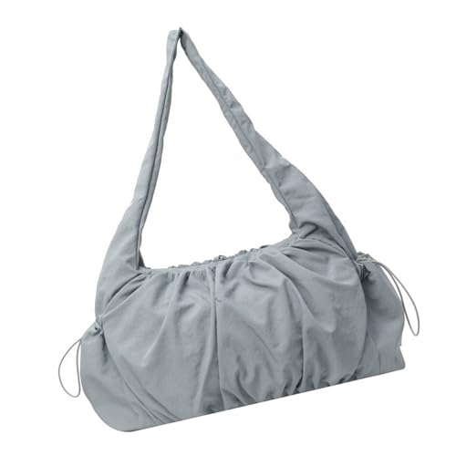 NOLOWY Bolso de hombro plisado de moda coreana para mujer, múltiples bolsillos, a la moda, color sólido, gran capacidad, de nailon en las axilas