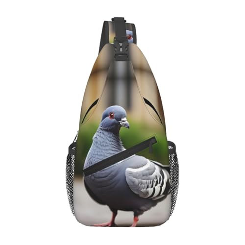 Mochila bandolera sling con diseño de paloma gris para día