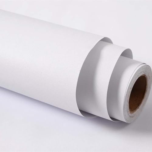 LACHEERY Papier Peint Blanc Mural Mat pour Salon Moderne 60cm x 400cm Tapisserie Murales Papier Peint Autocollant Blanc Uni Imperméable Revetement Mural...