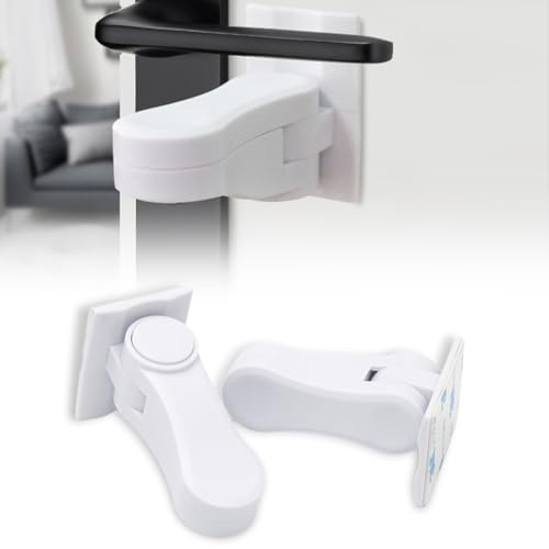2 Pcs Blocca Porta per Sicurezza Bambini, Blocca Maniglia Porta Senza Strumenti, Blocca Porta Antintrusione Facile da Installare, Protezione per Tute le Porte