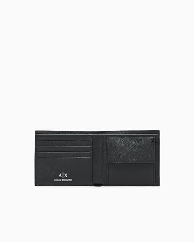 Armani Exchange Barcelona Side Lettering Logo Bi-Fold Wallet, Black, Nero, Taglia Unica - 4