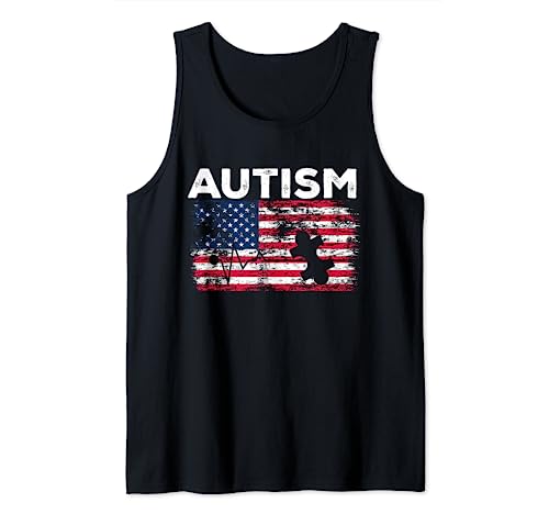 Autismus ASD Bewusstsein Amerikanische USA Flagge Herzschlag 4. Juli Tank Top