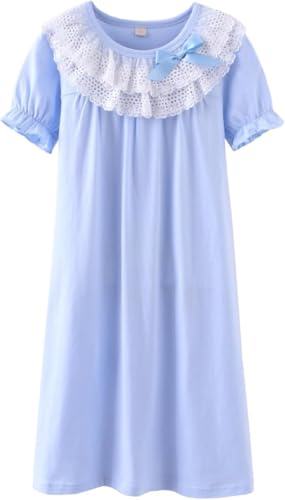 Summer Girl's Lace Nightgowns Sleep Dress 100% Cotton Sleepwear for Girl