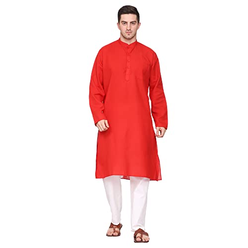 Image of ITOS365 Men Cotton Blend Kurta Pyjama Set Party Fashion Regular Ethinic Wear Indian Dress Gift for Men