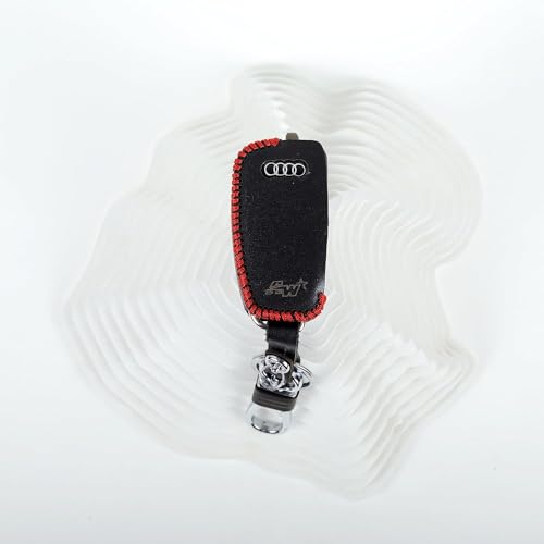 Image of Leather Car Key Cover Compatible for Audi A6 Q3 Q5 Q7 (Black)
