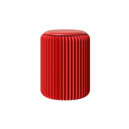 Forpaprepp 17 Inch Folding Stool 660lb Foldable Paper Stool, Eco-Friendly Kraft Paper Honeycomb Design Home Furniture Modern, Foldable to 1.2 Inch Round Foot Stool for Living Dining Room (Red)