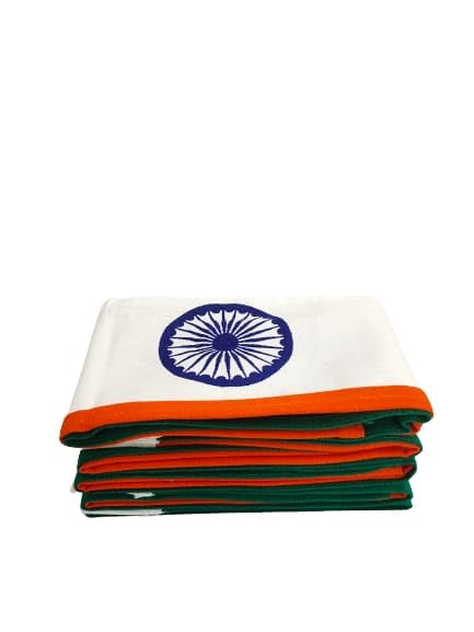 Image of PRIYAKANT SAFAWALA Tricolour Flag (Outdoor /Indoor) Flag in 100% Pure Khadi Fabric [Size,12x18 Inches]