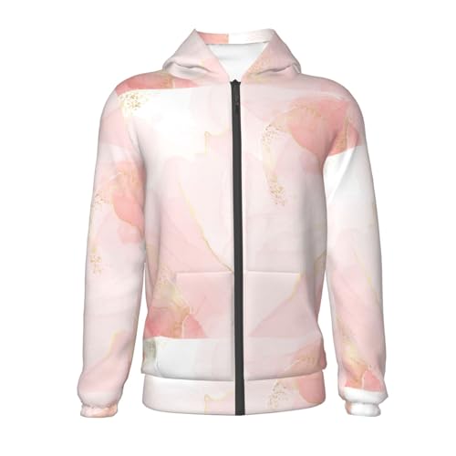 Pink Marble Kid Hoodies Boys Zip Up Sweatshirts Girls Pullover with Pocket2