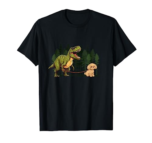 Peekapoo Dinosaurio T-Rex Caminando Divertido Perro Trex Hombres Camiseta