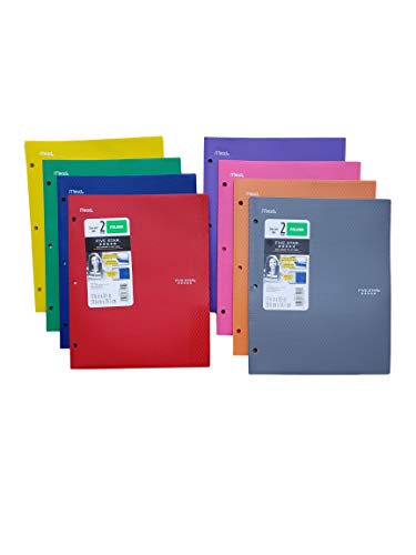 Five Star 2-Pocket Folder, Stay-Put Folder, Plastic Colored Folders for 3-Ring Binders, for Home School Supplies & Home Office, 11 x 9-1/2, Colors Selected for You, 5 Pack