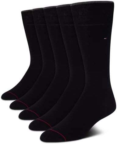 Tommy Hilfiger Men's 5 Pair Flat Knit Rayon Blend Crew Socks