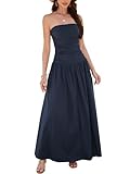 Yulaviniee Women's Strapless Tube Top Corset Maxi Dress for Wedding Guest, Elegant Party Dress Navy Blue
