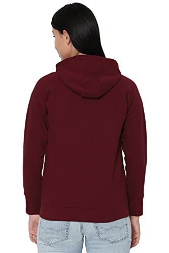 Image of Allen Solly Women's Synthetic Hooded Neck Sweatshirt | Long Seelves Regular Fit Zipper