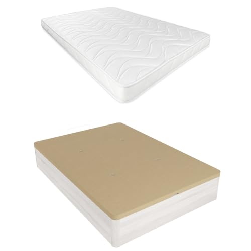 Somnia Descanso - Pack Colchón Viscoelástico Zaire Reversible + Canapé Madera Abatible Reforzado con Gran Capacidad | Color Polar 90 x 190