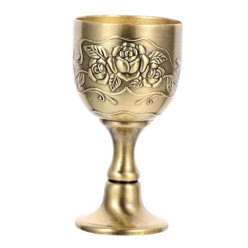BIUDECO Copa de Licor Decorativa Vintage Europeo Taza de Vino Pequeña Estable y Elegante para Bar y Hogar Color Dorado