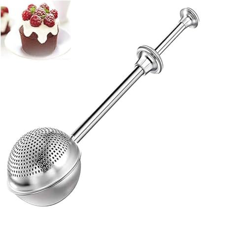 Stainless Steel Powder Sieve Ball Flour Sifter Powdered Sugar Shaker Duster Stainless Steel Dusting Wand for Sugar Flour Spices Sieve Tea Strainers