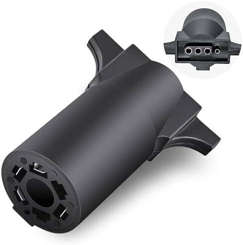 Nilight 7-Way to 4-Way Flat Blade Trailer Adapter Waterproof Rugged Nylon Housing 7-pin to 4-pin Trailer Wiring Adapter