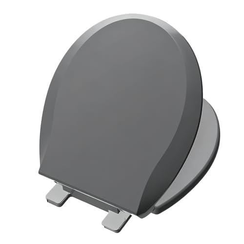 Image of Aunsffer Round Toilet Seat, 16.5inch, Soft Close Quiet, No Alam, Standard Round Universal Size, PP Material Safe and Easy Clean, Dark Grey