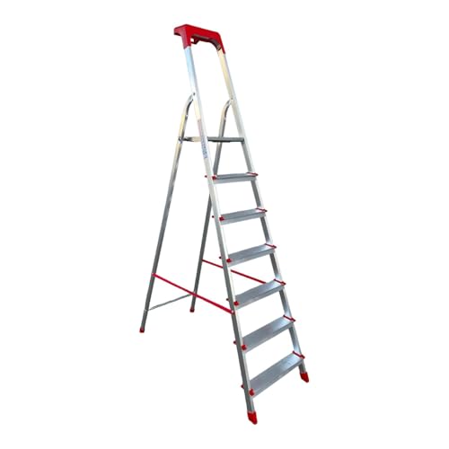 Kasart scala scaletto uso domestico in alluminio portata 150 kg made in Italy certificata EN 131 (7 gradini)