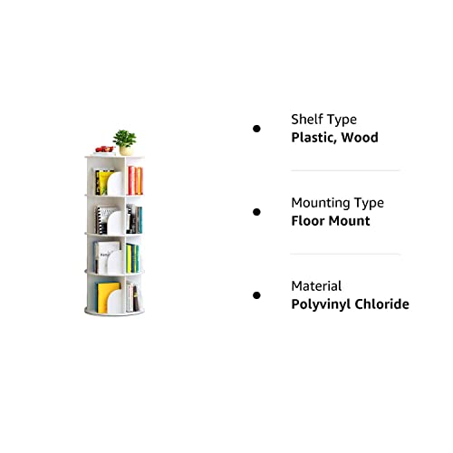 Arcwares Upgraded 4 Tier Rotating Bookshelf 360 Degrees, Stackable Shelves Bookshelf Organizer, Storage Display Rack Floor Standing Shelves, For Home Office Living Room Study (51"X18"X18") #TOP5