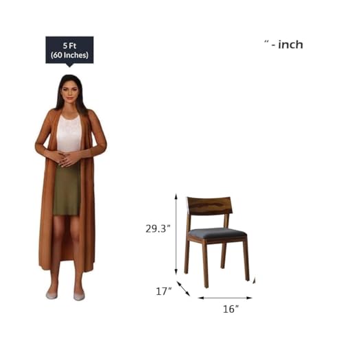 Image of DRIFTINGWOOD Liana Dining Table 4 Seater | Four Seater Dinning Table with 4 Chairs with Grey Cushions for Home | Rosewood, Natural Finish, Self Assembly(DIY)