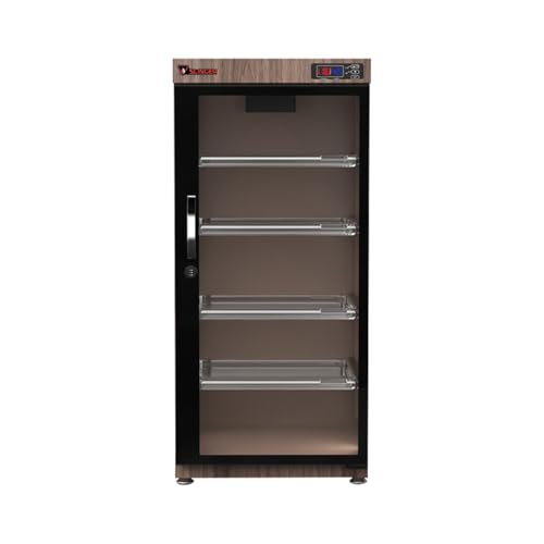 SLINGER 125L Electronic Dry Cabinet with Combination Lock (Oak) Humidity Controlled Camera Storage LED Display Adjustable Shelves for Cameras Lenses & Electronics