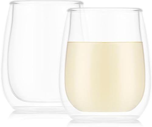 Bodum Skal Chardonnay - Juego de 2 vasos de borosilicato de doble pared, de alta temperatura, 2 unidades