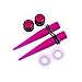 Memsion Ear Stretching Kit 50 Pieces Earrings 14Gauges-00Gauges Earrings Acrylic Tapers Plugs Silicone Tunnels Ear Gauges Expander Set Body Piercing Jewelry Purple Transparent Color